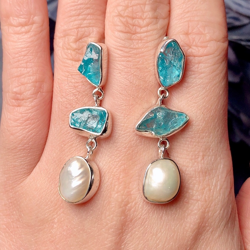 ‼️Clearance‼️Sterling silver apatite earring